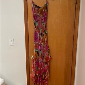 Vintage Cache Floral Multicolor Women's Cowl Neck Dress